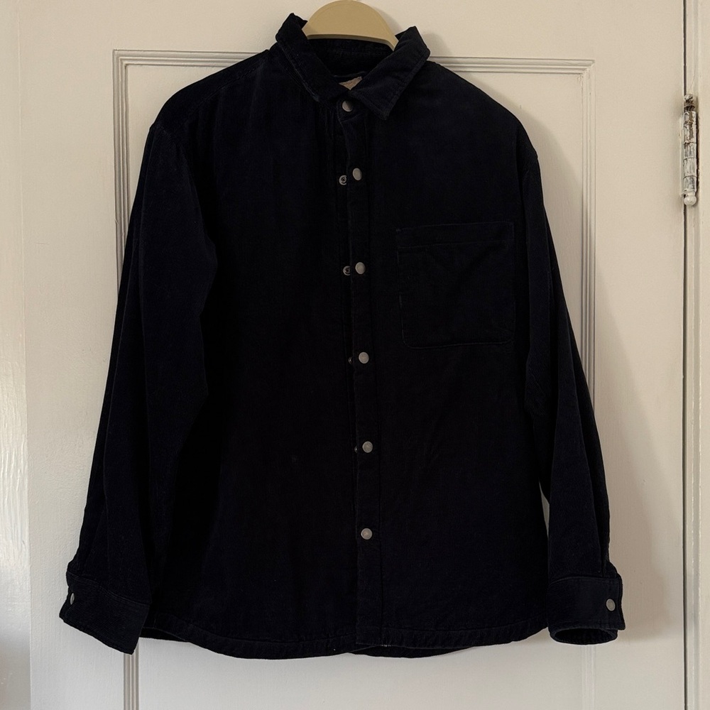 Corduroy Fleece-Lined Snap Button Shirt Jacket  Navy – Size 13 (Fits Women’s S)